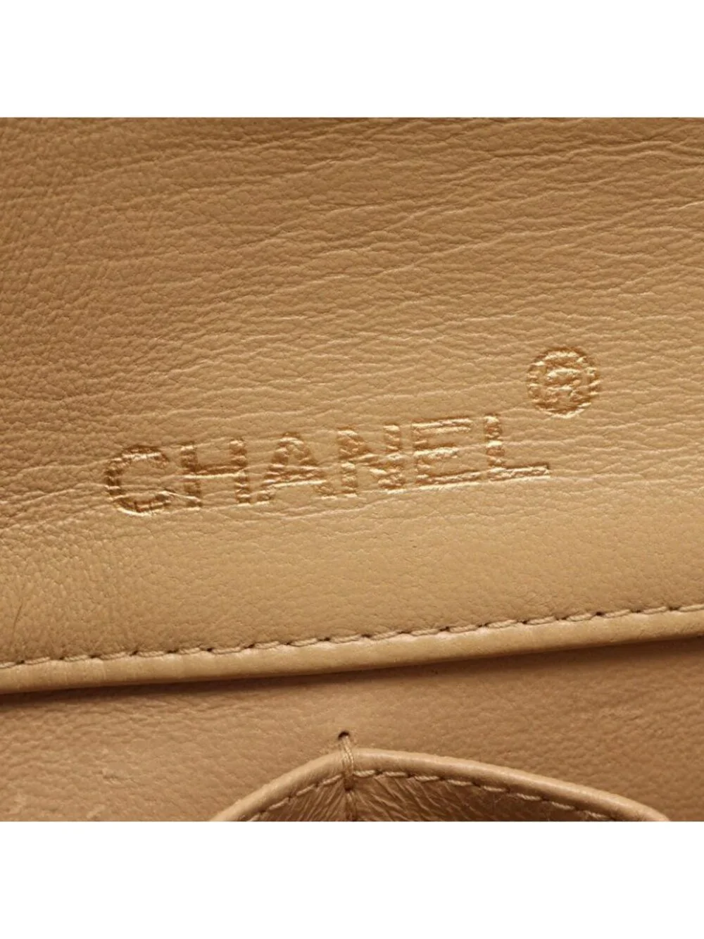 Chanel Shoulder Bag Mini Quilted Full Flap Beige Lambskin Chain